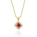 0.40ct Ruby Pendant Necklace 0.06ct Diamond 9K Yellow Gold