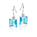 9mm x 9mm Blue Topaz and 0.06ct diamond earrings in 9K white gold 