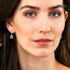 2.70ct Blue Topaz And 0.20ct Diamond Earrings In 9K White Gold
