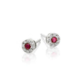 0.12ct Ruby Stud Earrings with Diamond Halo 18K White Gold