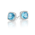 2.50ct Blue Topaz And 0.16ct Diamond Stud Earrings In 9K White Gold