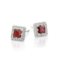 0.65ct Ruby Earrings with Diamond Halo 9K White Gold