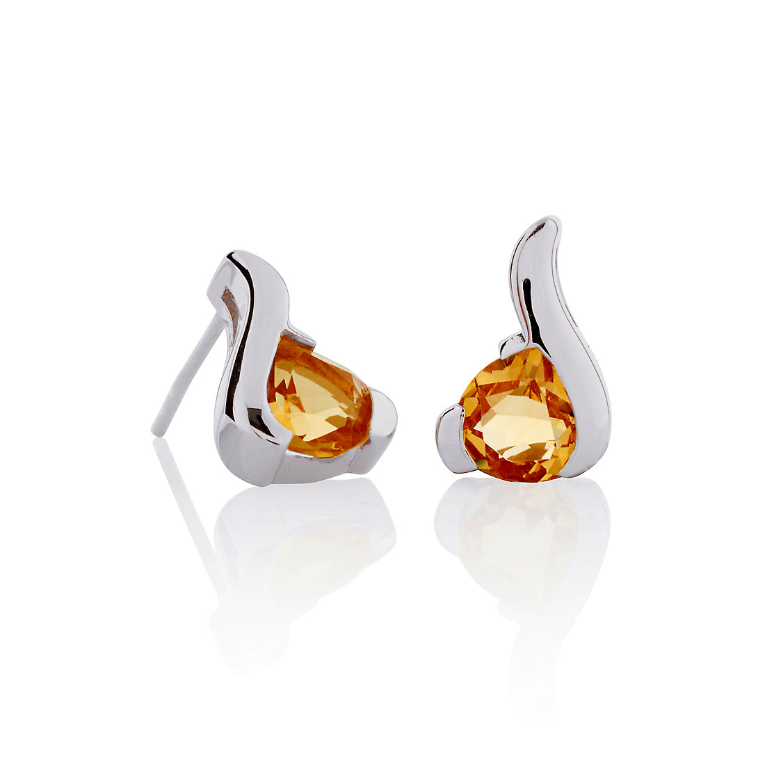 Citrine Pear Shaped Earrings in Sterling Silver