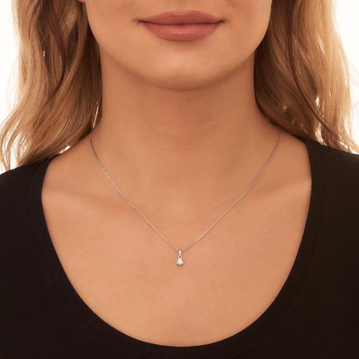 Solitaire 0.20ct Tension Set Round Diamond Pendant In 9K White Gold
