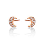 Rose Gold Plated Sterling Silver Moon Earrings with Cubic Zirconia