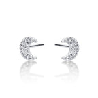 Crescent Moon Earrings in Sterling Silver set with Cubic Zirconia