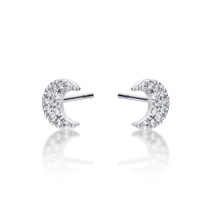 Sterling Silver Moon Earrings with Cubic Zirconia