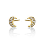 Yellow Gold Plated Sterling Silver Moon Earrings with Cubic Zirconia