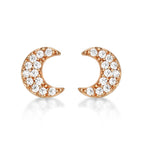 Rose Gold Plated Sterling Silver Moon Earrings with Cubic Zirconia