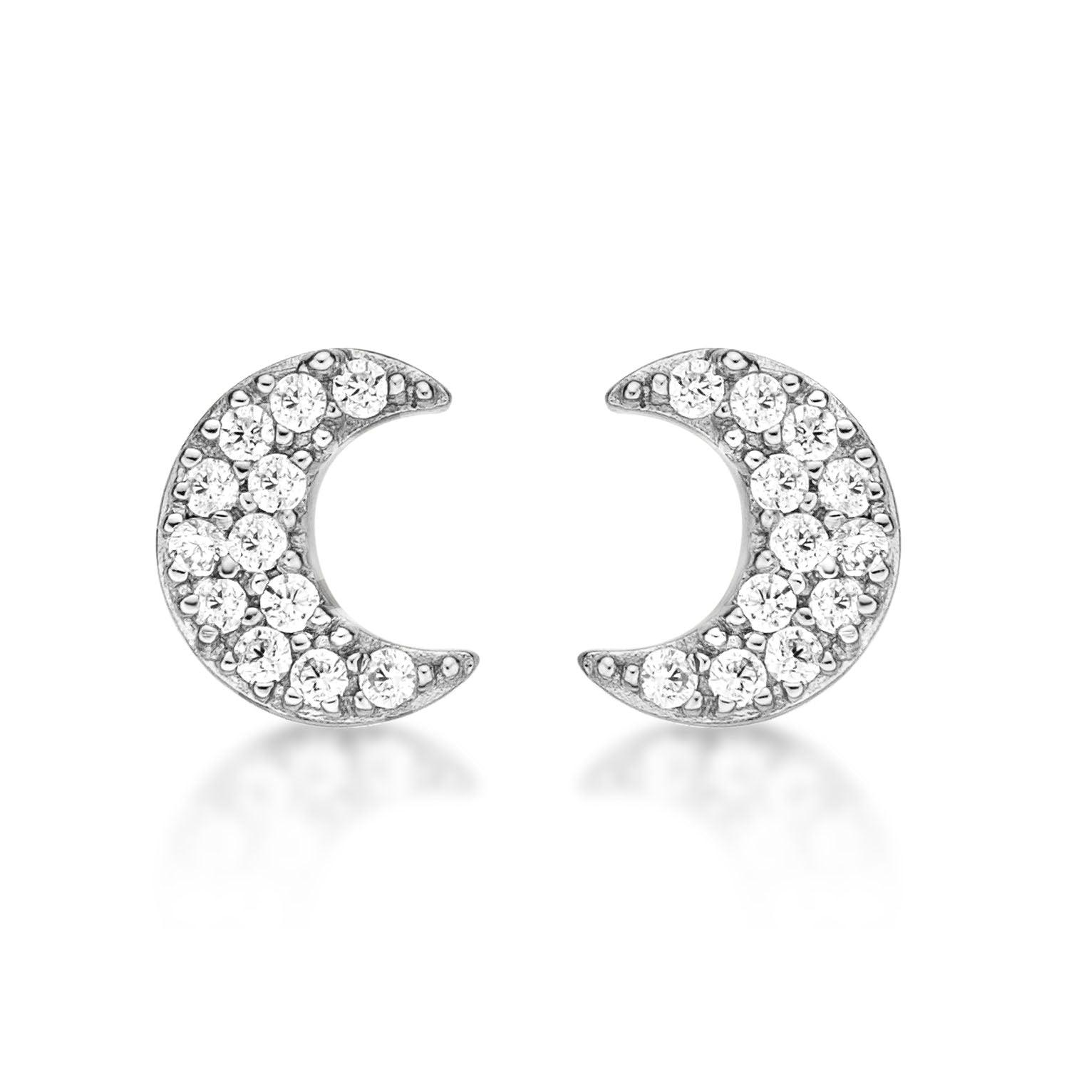 Sterling Silver Moon Earrings with Cubic Zirconia