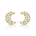 Yellow Gold Plated Sterling Silver Moon Earrings with Cubic Zirconia