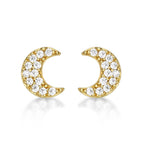 Yellow Gold Plated Sterling Silver Moon Earrings with Cubic Zirconia