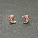 Rose Gold Plated Sterling Silver Moon Earrings with Cubic Zirconia