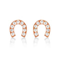 Rose Gold Plated Sterling Silver Horseshoe Earrings Cubic Zirconia