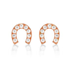 Rose Gold Plated Sterling Silver Horseshoe Earrings Cubic Zirconia