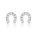 Sterling Silver Lucky Horseshoe Earrings Cubic Zirconia