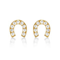 Yellow Gold Plated Sterling Silver Horseshoe Earrings Cubic Zirconia
