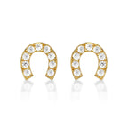 Yellow Gold Plated Sterling Silver Horseshoe Earrings Cubic Zirconia