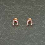 Rose Gold Plated Sterling Silver Horseshoe Earrings Cubic Zirconia