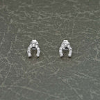 Sterling Silver Lucky Horseshoe Earrings Cubic Zirconia