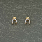 Yellow Gold Plated Sterling Silver Horseshoe Earrings Cubic Zirconia
