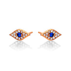 Rose Gold Plated Sterling Silver Evil Eye Earrings with Cubic Zirconia