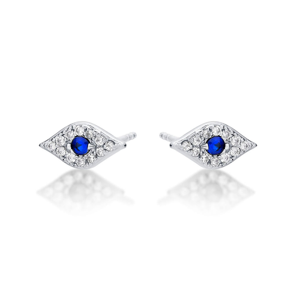 Sterling Silver Evil Eye Earrings with Cubic Zirconia