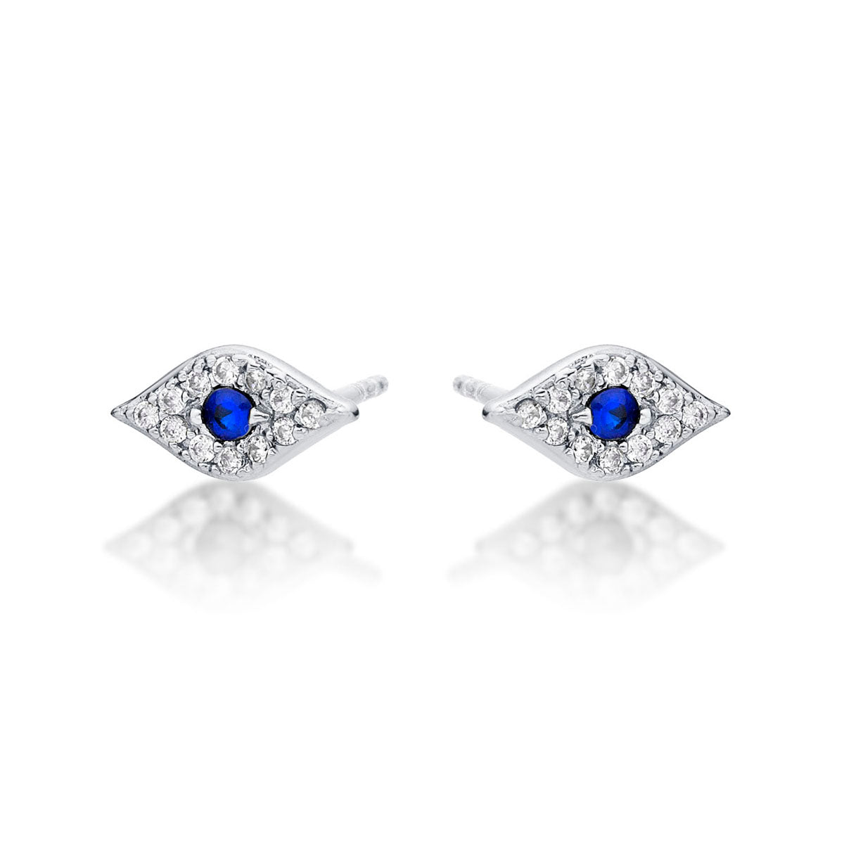 Sterling Silver Evil Eye Earrings with Cubic Zirconia