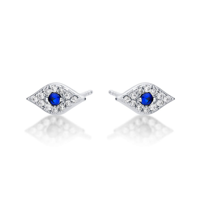 Sterling Silver Evil Eye Earrings with Cubic Zirconia