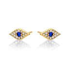 Yellow Gold Plated Sterling Silver Evil Eye Earrings with Cubic Zirconia