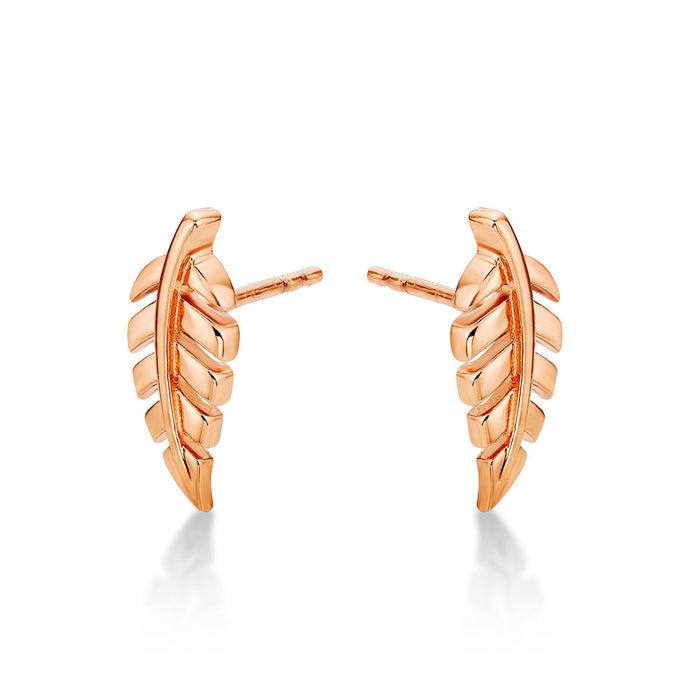 Rose Gold Plated Sterling Silver Feather Earrings