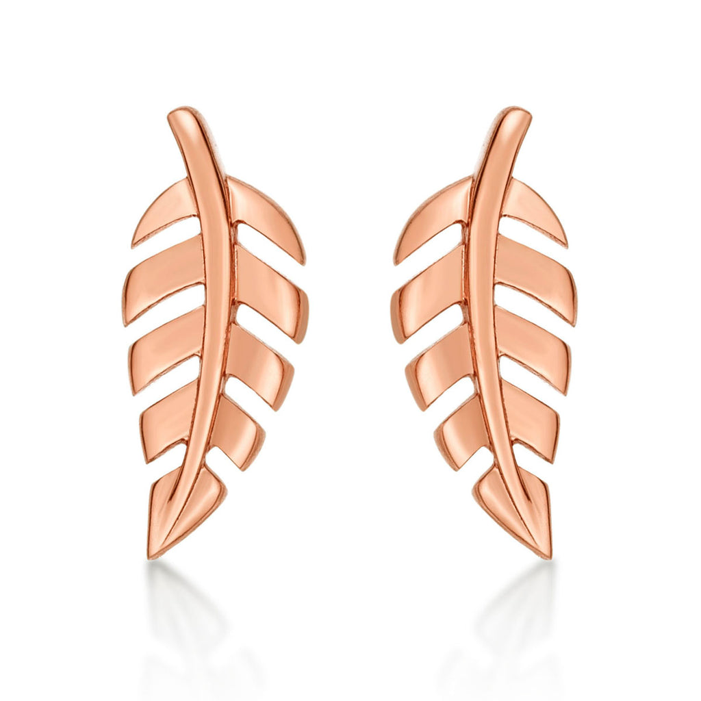 Rose Gold Plated Sterling Silver Feather Earrings