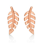 Rose Gold Plated Sterling Silver Feather Earrings
