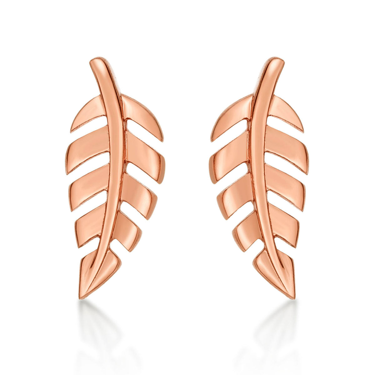 Rose Gold Plated Sterling Silver Feather Earrings