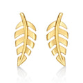 Yellow Gold Plated Sterling Silver Feather Earrings
