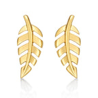 Yellow Gold Plated Sterling Silver Feather Earrings