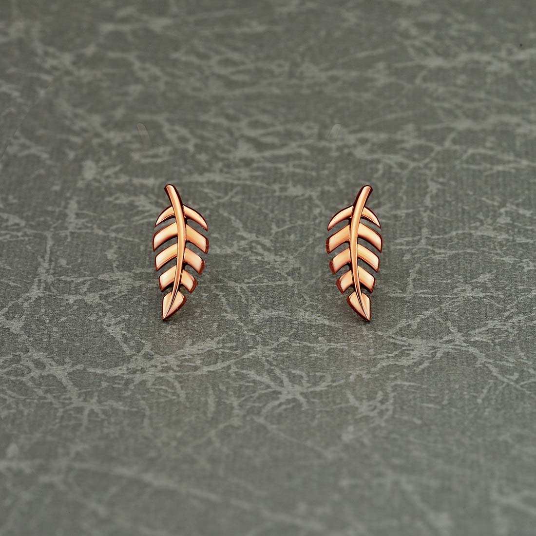 Rose Gold Plated Sterling Silver Feather Earrings