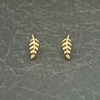 Yellow Gold Plated Sterling Silver Feather Earrings