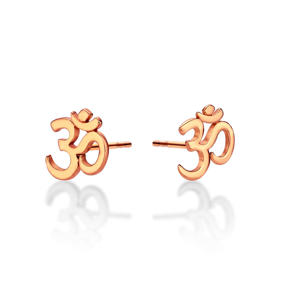 Rose Gold Plated Sterling Silver OM Earrings