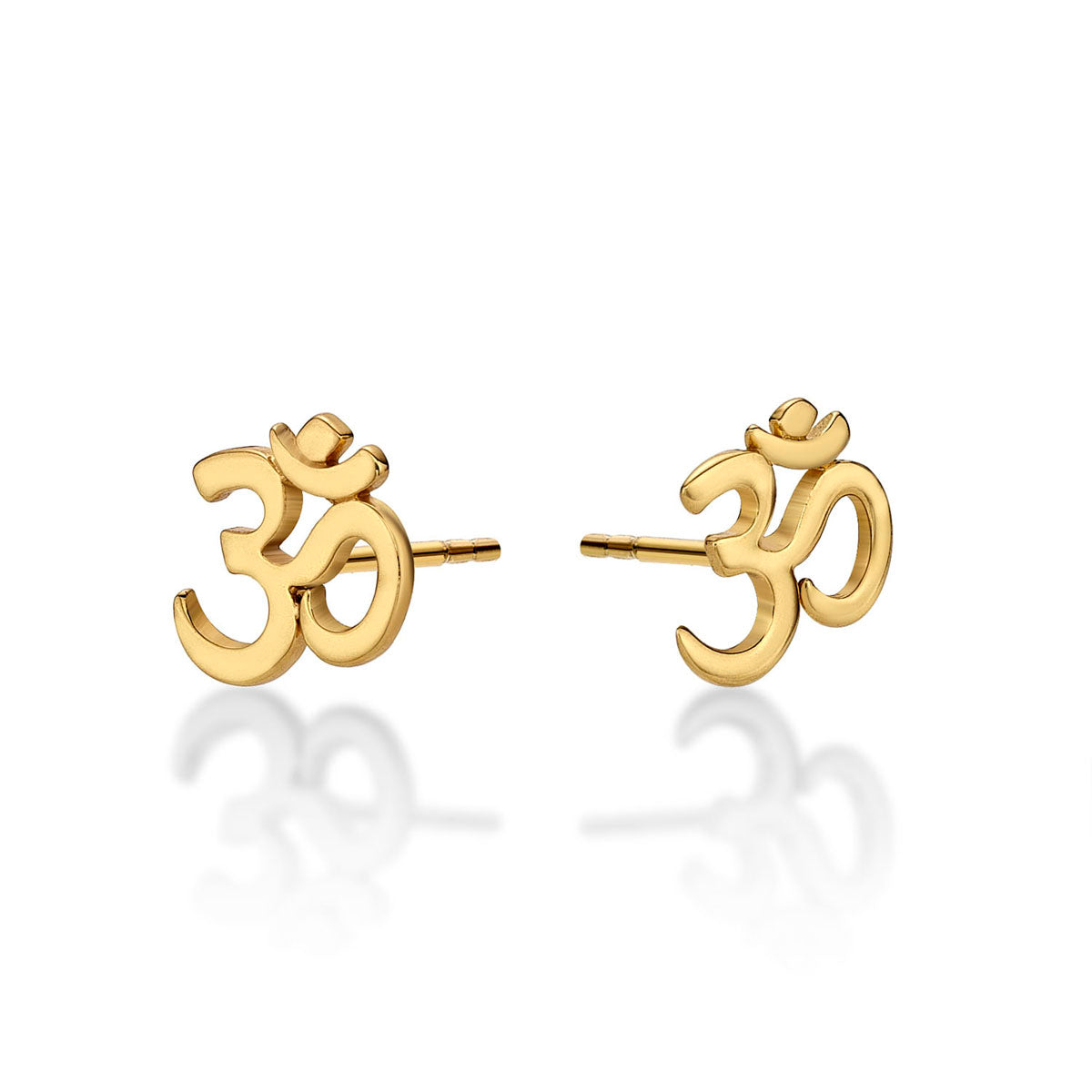 Yellow Gold Plated Sterling Silver OM Earrings