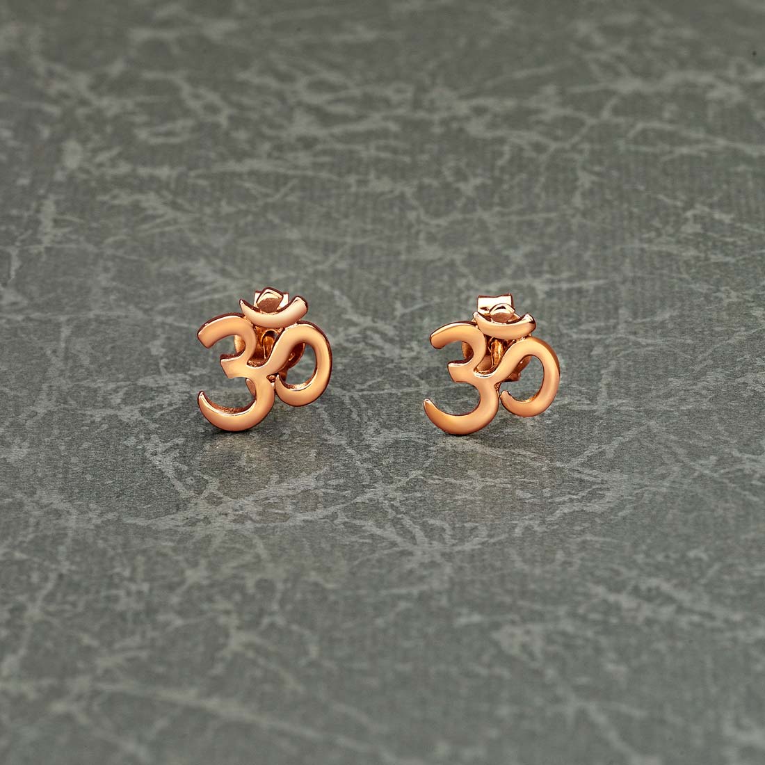 Rose Gold Plated Sterling Silver OM Earrings