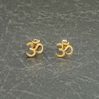 Yellow Gold Plated Sterling Silver OM Earrings