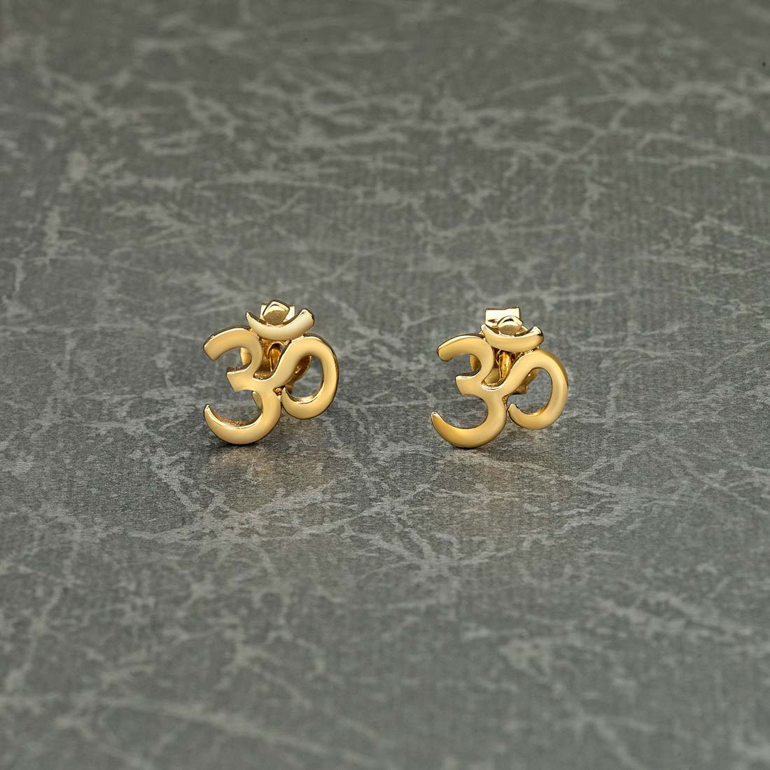 Yellow Gold Plated Sterling Silver OM Earrings