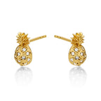 Yellow Gold Plated Sterling Silver Pineapple Earrings with Cubic Zirconia