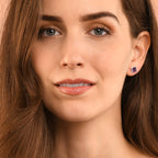 5mm x 5mm Amethyst and 0.19ct diamond stud earrings in 9K white gold