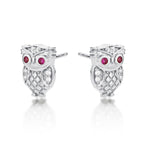 Sterling Silver Owl Earrings with Cubic Zirconia