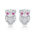 Sterling Silver Owl Earrings with Cubic Zirconia