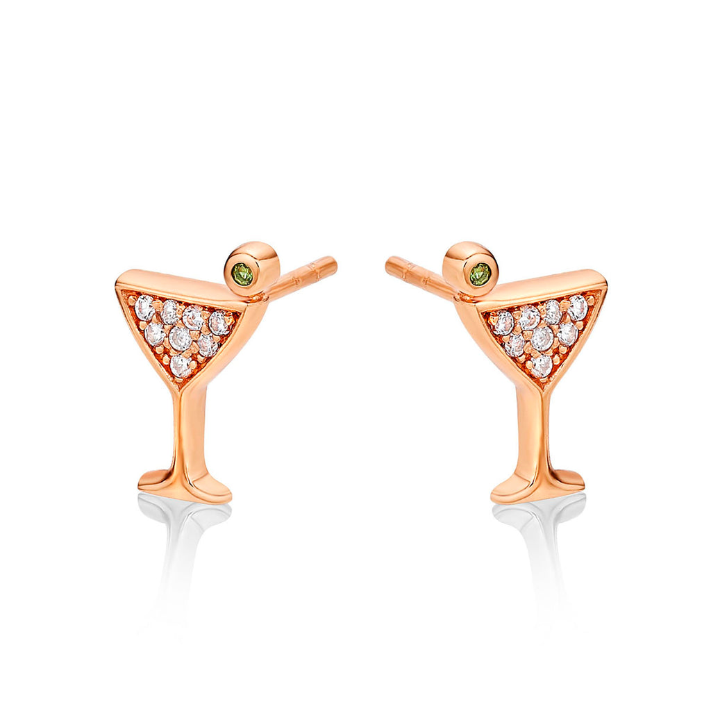 Rose Gold Plated Sterling Silver Cocktail Earrings with Cubic Zirconia