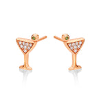 Rose Gold Plated Sterling Silver Cocktail Earrings with Cubic Zirconia