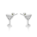 Sterling Silver Cocktail Glass Earrings with Cubic Zirconia
